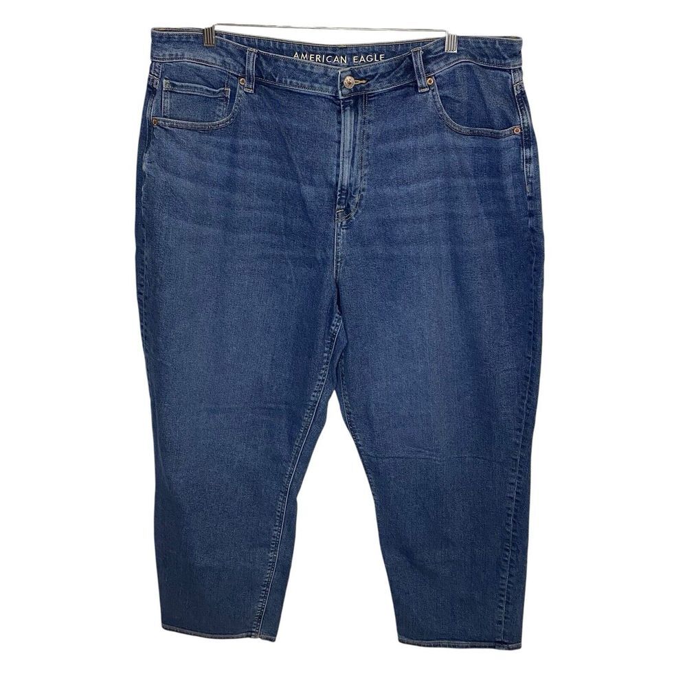 American Eagle Mom Jeans Women's Size 18 Blue Medium‎ Wash High Rise Stretch